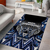 Aotearoa Tuwharetoa Area Rug Maori Tribal Navy Paua Shell Pattern DT05 - Polynesian Pride