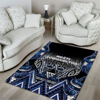 Aotearoa Tuwharetoa Area Rug Maori Tribal Navy Paua Shell Pattern DT05 - Polynesian Pride