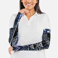 Aotearoa Tuwharetoa Arm Sleeves Maori Tribal Navy Paua Shell Pattern DT05 - Polynesian Pride