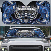 Aotearoa Tuwharetoa Auto Sun Shade Maori Tribal Navy Paua Shell Pattern DT05 Navy - Polynesian Pride