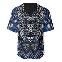 Aotearoa Tuwharetoa Baseball Jersey Maori Tribal Navy Paua Shell Pattern DT05 - Polynesian Pride