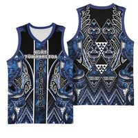 Aotearoa Tuwharetoa Basketball Jersey Maori Tribal Navy Paua Shell Pattern DT05 - Polynesian Pride