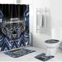 Aotearoa Tuwharetoa Bathroom Set Maori Tribal Navy Paua Shell Pattern DT05 Bathroom Set (4 pcs) Navy - Polynesian Pride