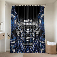 Aotearoa Tuwharetoa Bathroom Set Maori Tribal Navy Paua Shell Pattern DT05 Shower Curtain Only Navy - Polynesian Pride