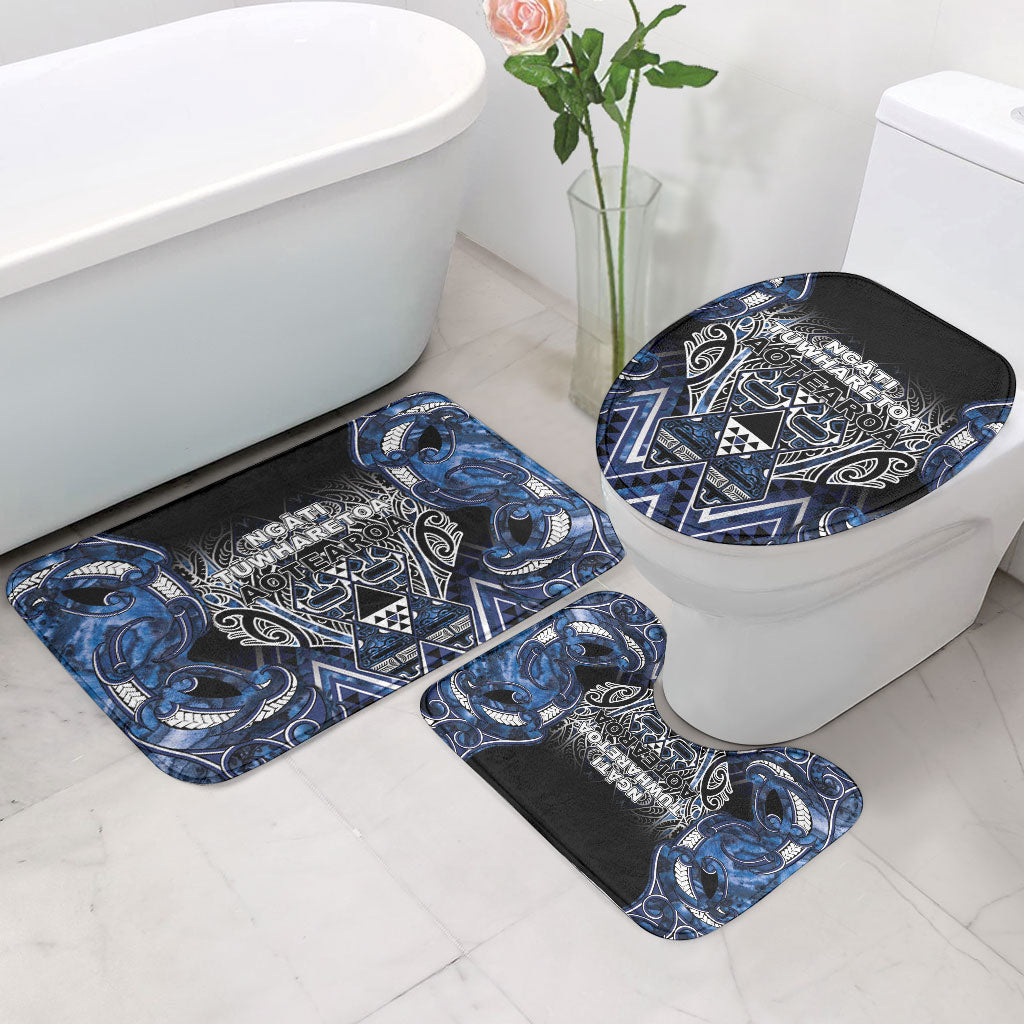 Aotearoa Tuwharetoa Bathroom Set Maori Tribal Navy Paua Shell Pattern DT05 - Polynesian Pride