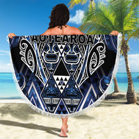 Aotearoa Tuwharetoa Beach Blanket Maori Tribal Navy Paua Shell Pattern DT05 - Polynesian Pride