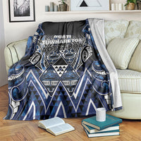Aotearoa Tuwharetoa Blanket Maori Tribal Navy Paua Shell Pattern DT05 Navy - Polynesian Pride