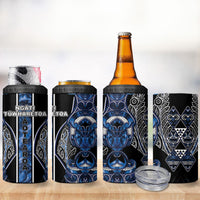 Aotearoa Tuwharetoa 4 in 1 Can Cooler Tumbler Maori Tribal Navy Paua Shell Pattern DT05 - Polynesian Pride