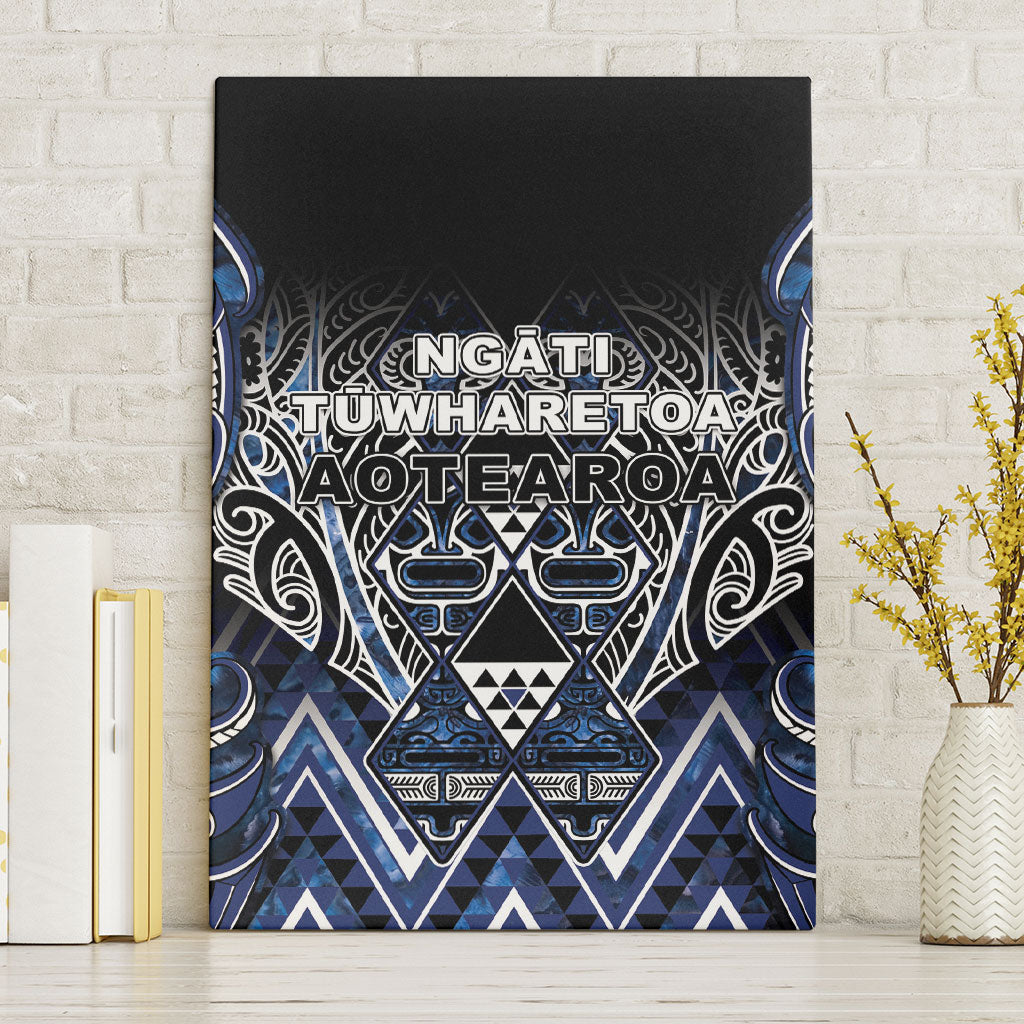 Aotearoa Tuwharetoa Canvas Wall Art Maori Tribal Navy Paua Shell Pattern DT05 Without Frame Navy - Polynesian Pride