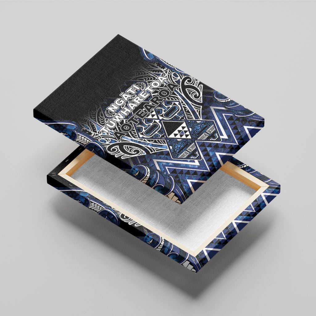 Aotearoa Tuwharetoa Canvas Wall Art Maori Tribal Navy Paua Shell Pattern DT05 - Polynesian Pride