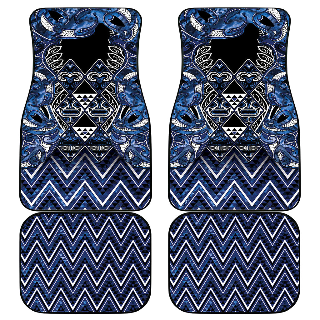 Aotearoa Tuwharetoa Car Mats Maori Tribal Navy Paua Shell Pattern DT05 - Polynesian Pride