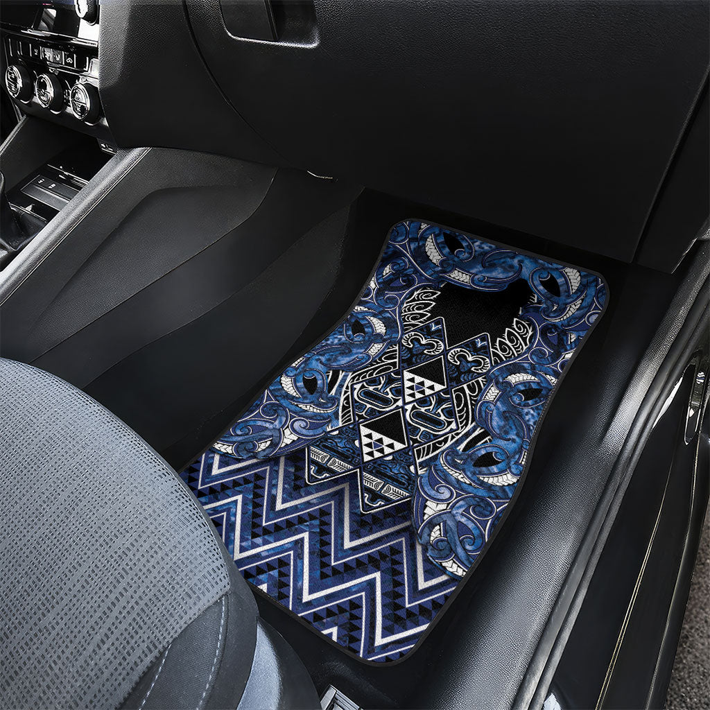 Aotearoa Tuwharetoa Car Mats Maori Tribal Navy Paua Shell Pattern DT05 - Polynesian Pride