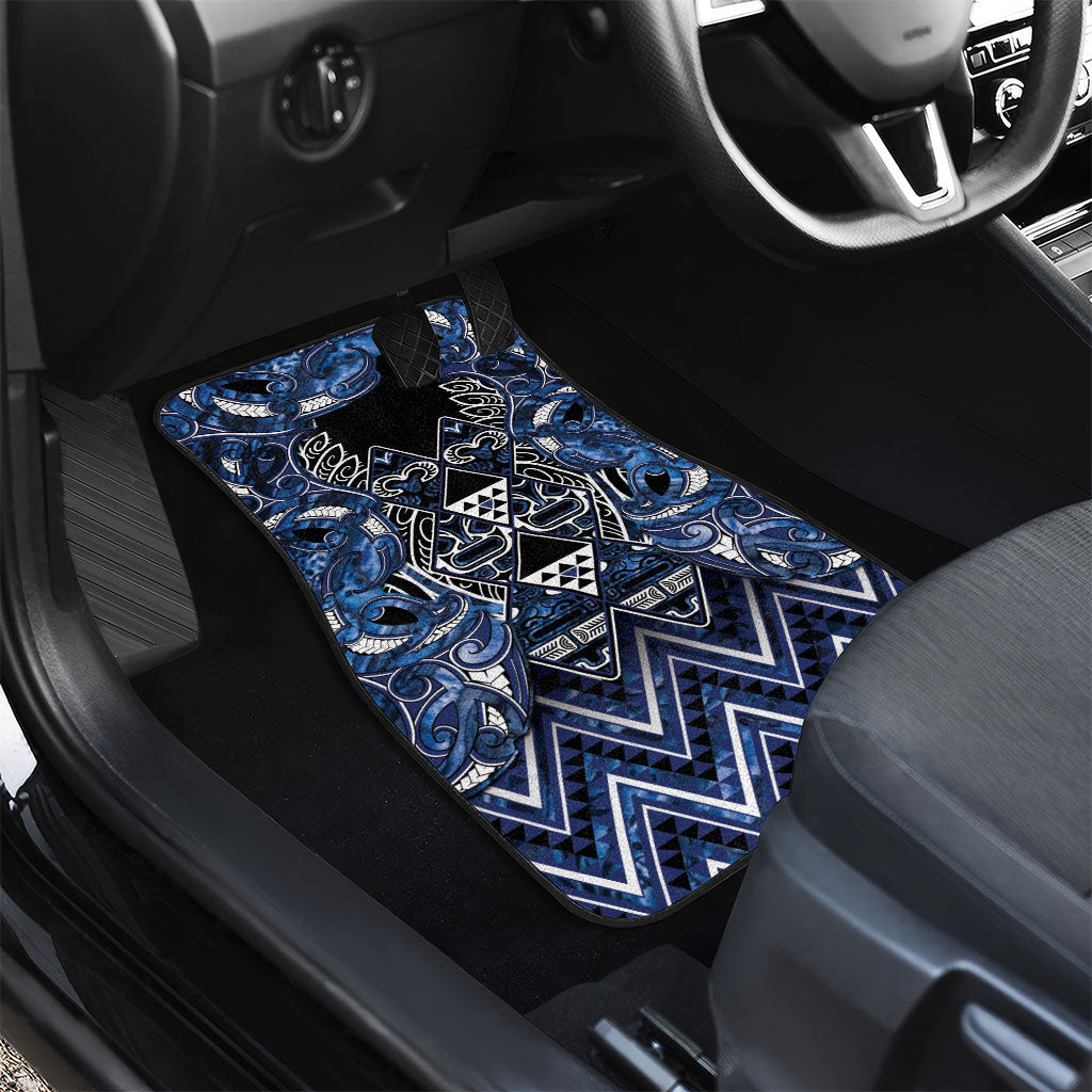 Aotearoa Tuwharetoa Car Mats Maori Tribal Navy Paua Shell Pattern DT05 - Polynesian Pride