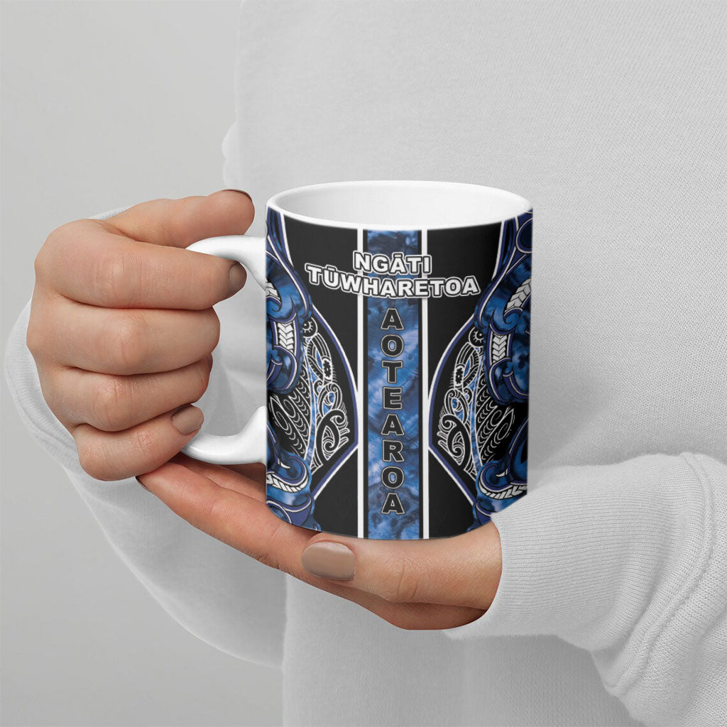 Aotearoa Tuwharetoa Ceramic Mug Maori Tribal Navy Paua Shell Pattern DT05 - Polynesian Pride