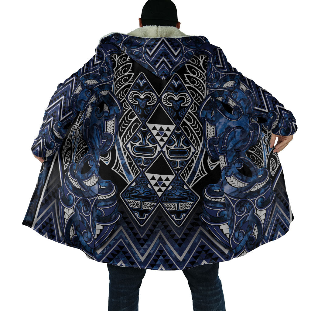 Aotearoa Tuwharetoa Cloak Maori Tribal Navy Paua Shell Pattern DT05 - Polynesian Pride