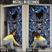 Aotearoa Tuwharetoa Door Cover Maori Tribal Navy Paua Shell Pattern DT05 - Polynesian Pride