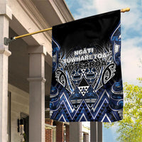 Aotearoa Tuwharetoa Garden Flag Maori Tribal Navy Paua Shell Pattern DT05 House Flag Navy - Polynesian Pride