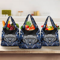 Aotearoa Tuwharetoa Grocery Bag Maori Tribal Navy Paua Shell Pattern DT05 3-pack One Size Navy - Polynesian Pride