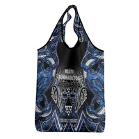 Aotearoa Tuwharetoa Grocery Bag Maori Tribal Navy Paua Shell Pattern DT05 - Polynesian Pride