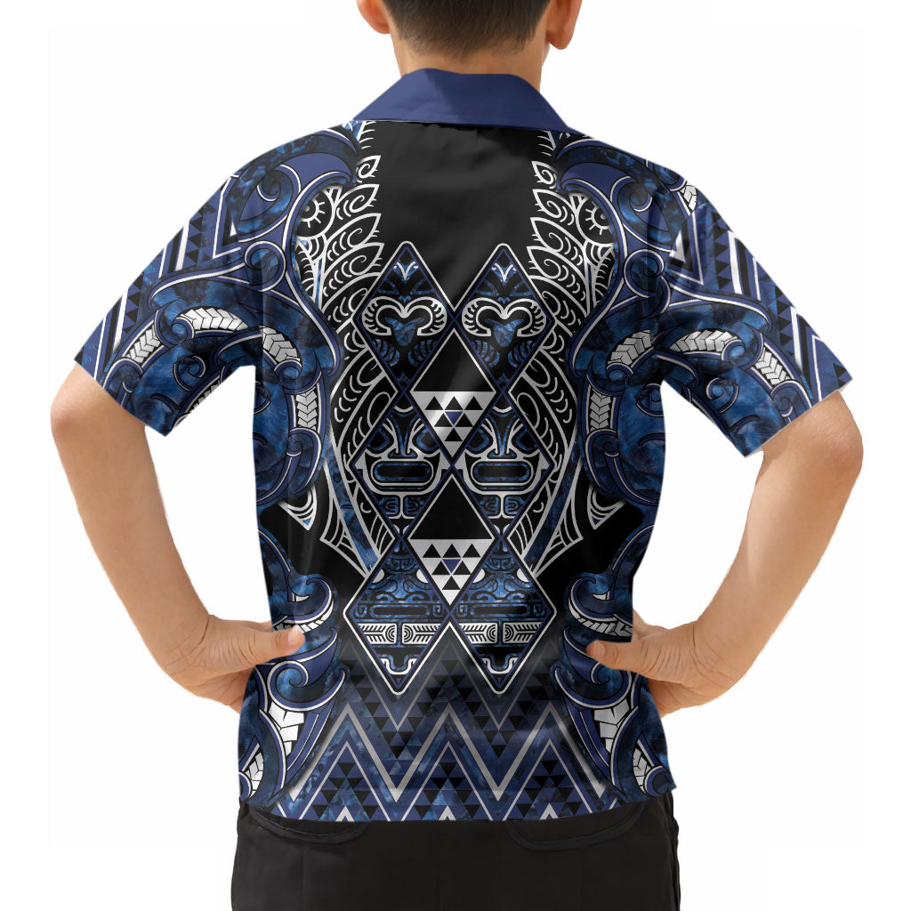 Aotearoa Tuwharetoa Hawaiian Shirt Maori Tribal Navy Paua Shell Pattern DT05 - Polynesian Pride