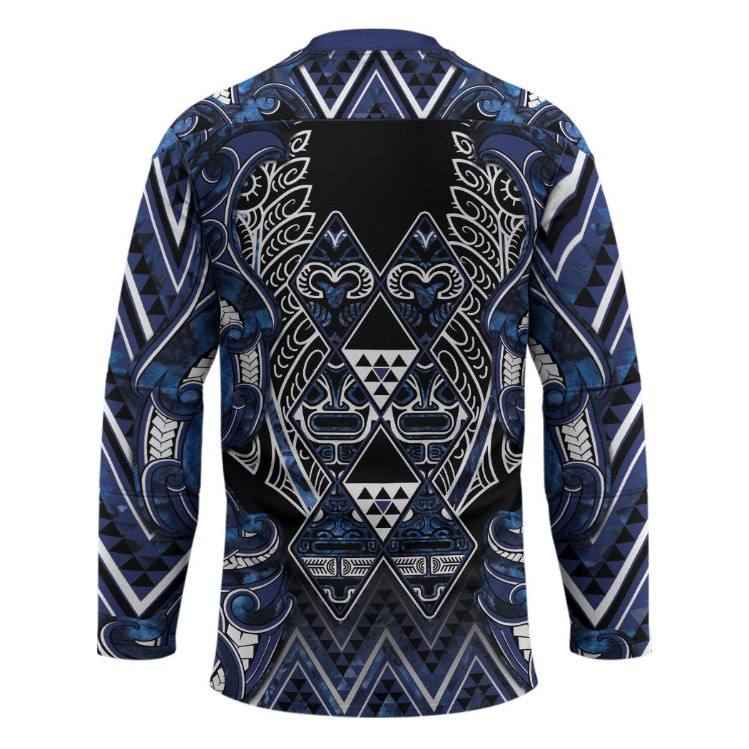 Aotearoa Tuwharetoa Hockey Jersey Maori Tribal Navy Paua Shell Pattern DT05 - Polynesian Pride