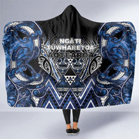 Aotearoa Tuwharetoa Hooded Blanket Maori Tribal Navy Paua Shell Pattern DT05 One Size Navy - Polynesian Pride