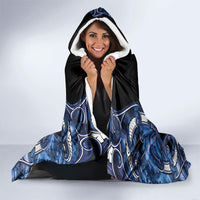 Aotearoa Tuwharetoa Hooded Blanket Maori Tribal Navy Paua Shell Pattern DT05 - Polynesian Pride