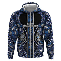 Aotearoa Tuwharetoa Hoodie Maori Tribal Navy Paua Shell Pattern DT05 Zip Hoodie Navy - Polynesian Pride