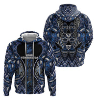 Aotearoa Tuwharetoa Hoodie Maori Tribal Navy Paua Shell Pattern DT05 - Polynesian Pride