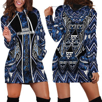Aotearoa Tuwharetoa Hoodie Dress Maori Tribal Navy Paua Shell Pattern DT05 - Polynesian Pride