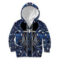 Aotearoa Tuwharetoa Kid Hoodie Maori Tribal Navy Paua Shell Pattern DT05 Zip Hoodie Navy - Polynesian Pride