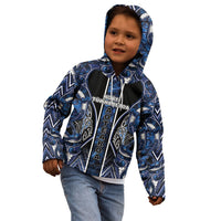 Aotearoa Tuwharetoa Kid Hoodie Maori Tribal Navy Paua Shell Pattern DT05 - Polynesian Pride