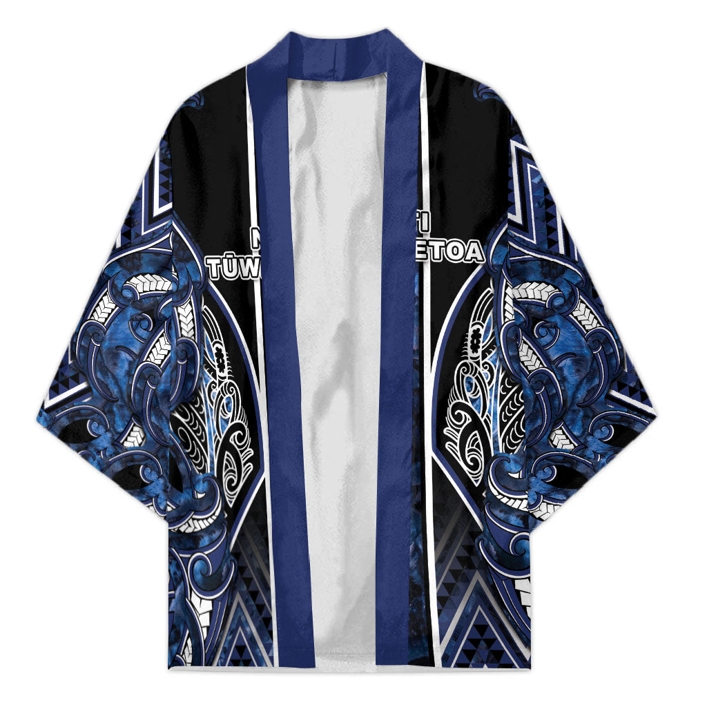 Aotearoa Tuwharetoa Kimono Maori Tribal Navy Paua Shell Pattern DT05 Unisex Navy - Polynesian Pride
