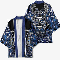 Aotearoa Tuwharetoa Kimono Maori Tribal Navy Paua Shell Pattern DT05 - Polynesian Pride