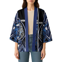 Aotearoa Tuwharetoa Kimono Maori Tribal Navy Paua Shell Pattern DT05 - Polynesian Pride