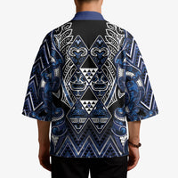 Aotearoa Tuwharetoa Kimono Maori Tribal Navy Paua Shell Pattern DT05 - Polynesian Pride