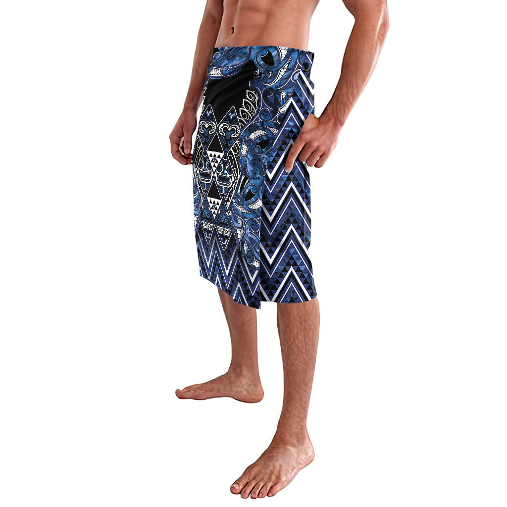 Aotearoa Tuwharetoa Lavalava Maori Tribal Navy Paua Shell Pattern DT05 - Polynesian Pride