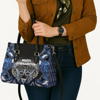 Aotearoa Tuwharetoa Leather Bag Maori Tribal Navy Paua Shell Pattern DT05 - Polynesian Pride