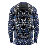 Aotearoa Tuwharetoa Long Sleeve Shirt Maori Tribal Navy Paua Shell Pattern DT05 - Polynesian Pride