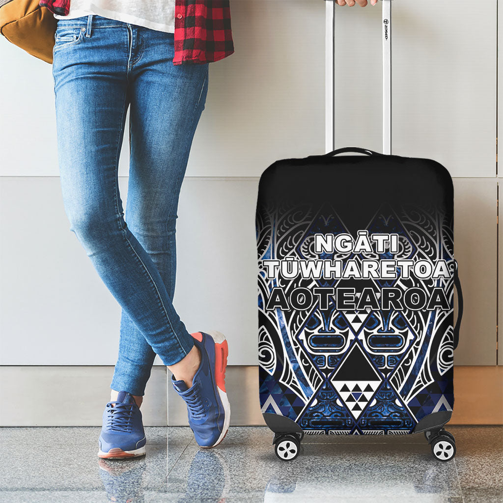 Aotearoa Tuwharetoa Luggage Cover Maori Tribal Navy Paua Shell Pattern DT05 - Polynesian Pride