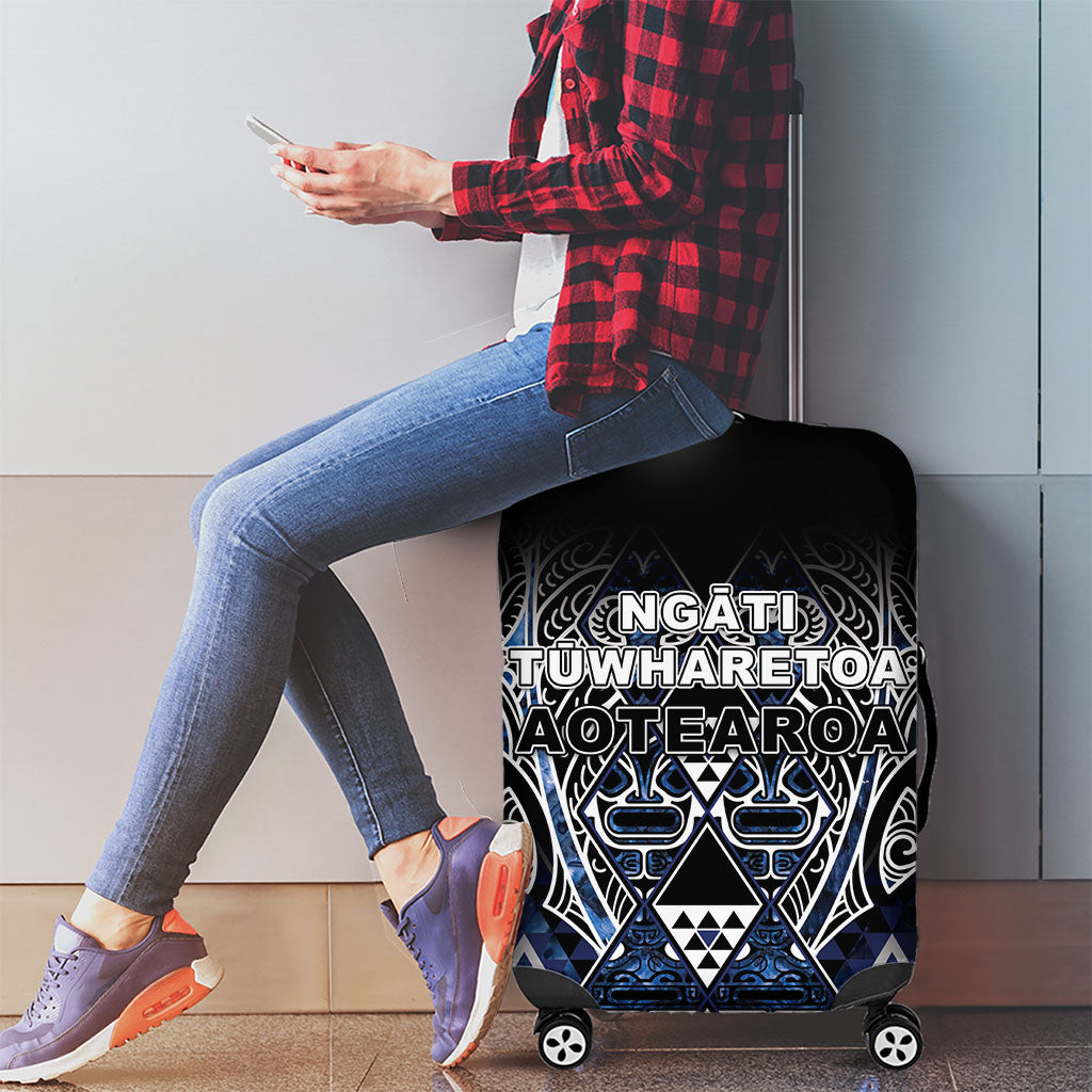 Aotearoa Tuwharetoa Luggage Cover Maori Tribal Navy Paua Shell Pattern DT05 - Polynesian Pride