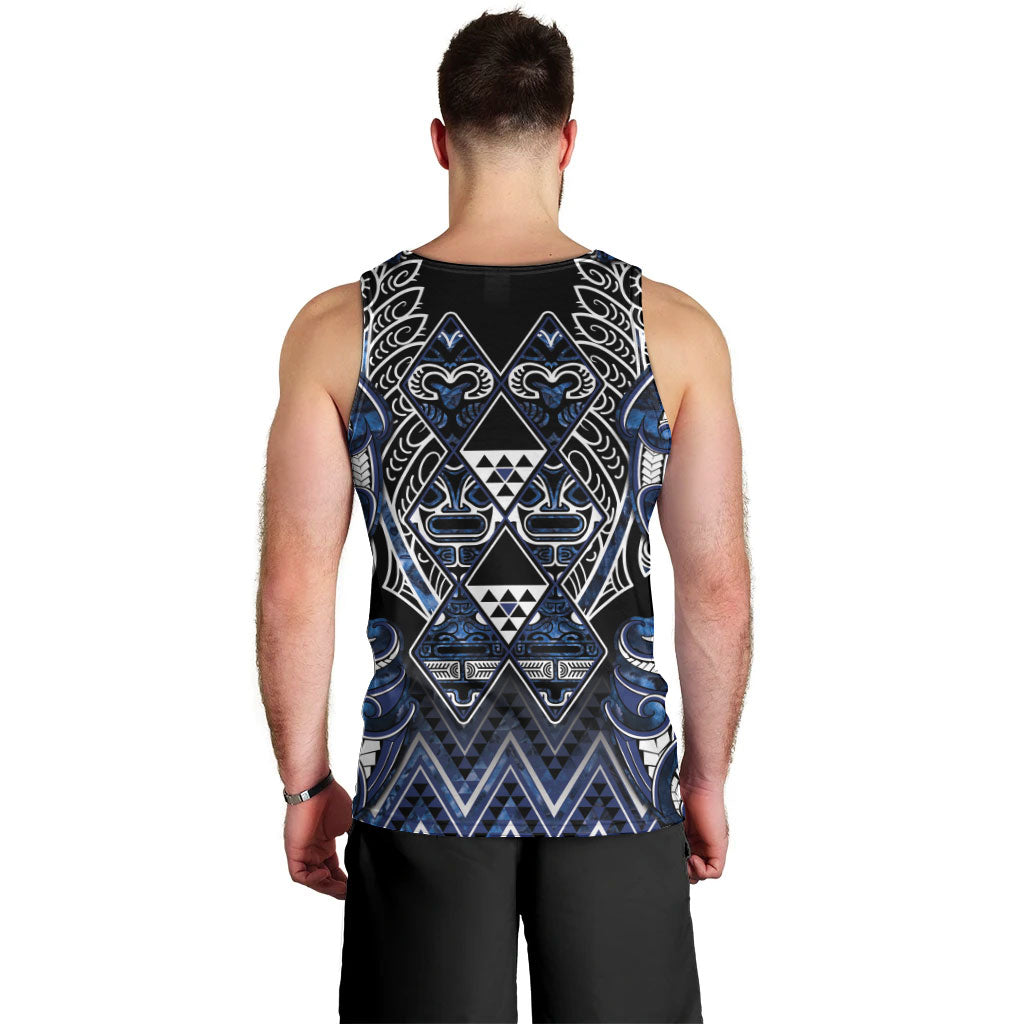 Aotearoa Tuwharetoa Men Tank Top Maori Tribal Navy Paua Shell Pattern DT05 - Polynesian Pride