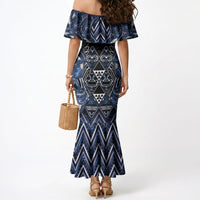 Aotearoa Tuwharetoa Mermaid Dress Maori Tribal Navy Paua Shell Pattern DT05 - Polynesian Pride