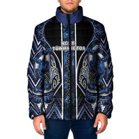 Aotearoa Tuwharetoa Padded Jacket Maori Tribal Navy Paua Shell Pattern DT05 Men Navy - Polynesian Pride