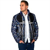 Aotearoa Tuwharetoa Padded Jacket Maori Tribal Navy Paua Shell Pattern DT05 - Polynesian Pride