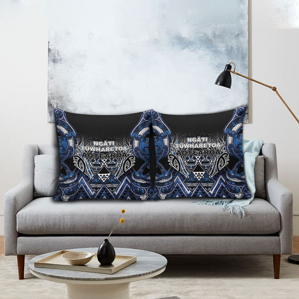 Aotearoa Tuwharetoa Pillow Cover Maori Tribal Navy Paua Shell Pattern DT05 - Polynesian Pride