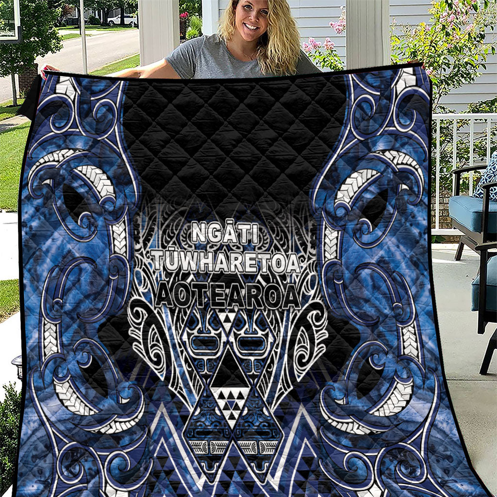 Aotearoa Tuwharetoa Quilt Maori Tribal Navy Paua Shell Pattern DT05 Navy - Polynesian Pride