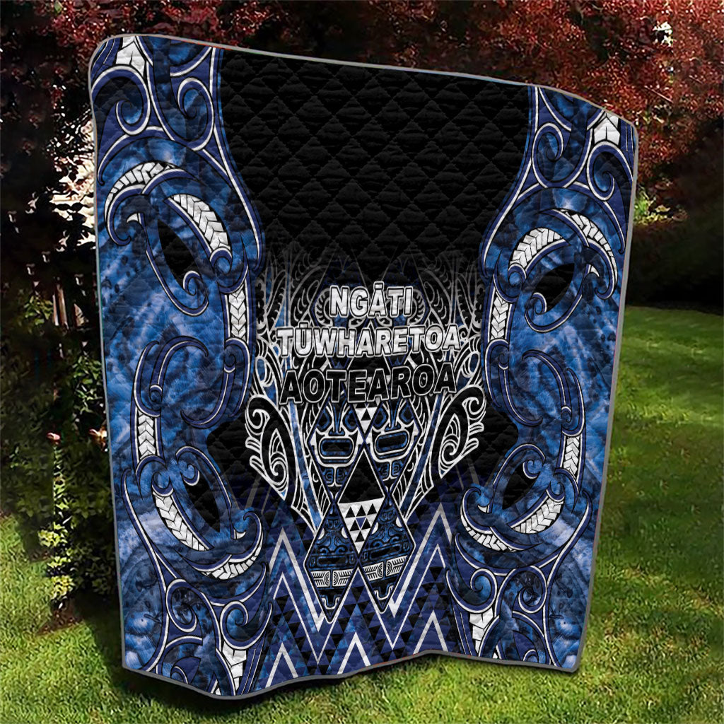Aotearoa Tuwharetoa Quilt Maori Tribal Navy Paua Shell Pattern DT05 - Polynesian Pride