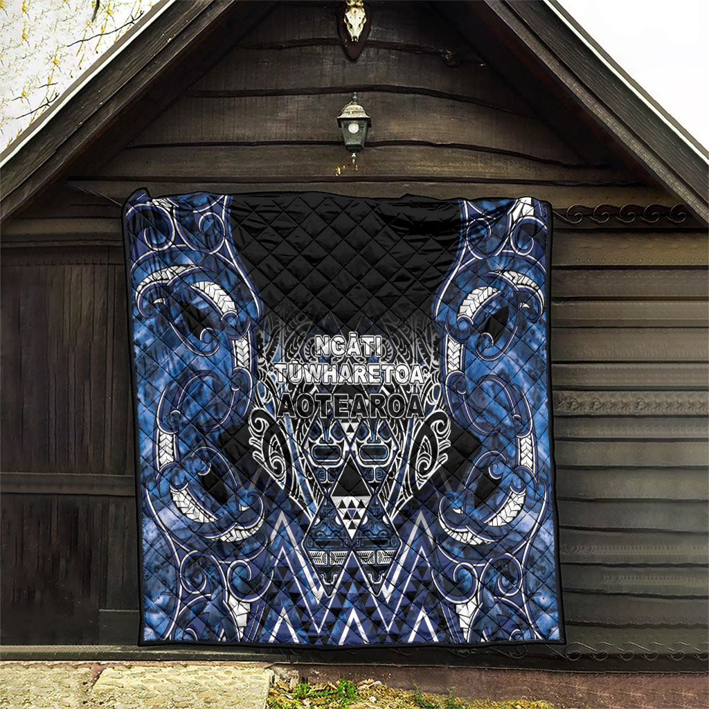 Aotearoa Tuwharetoa Quilt Maori Tribal Navy Paua Shell Pattern DT05 - Polynesian Pride