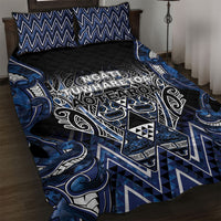 Aotearoa Tuwharetoa Quilt Bed Set Maori Tribal Navy Paua Shell Pattern DT05 Navy - Polynesian Pride
